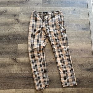 H&M Beige and Black Plaid Chinos